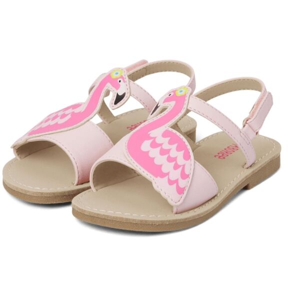 Gymboree Girls Tropical Paradise Pink & Brown Flamingo Sandals Size 13 - Picture 1 of 11